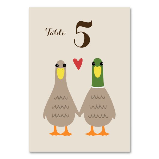 Niedlich Ducks Wedding | Happy Newlywed Couple Tischnummer (Rückseite)