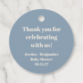 Niedlich Dusty Blue Baby Dusche Custom Vielen Dank Geschenkanhänger (Rückseite)
