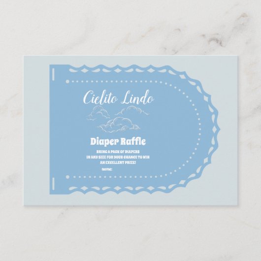 Niedlich Dusty Blue Cielito Lindo Diapper Raffle Begleitkarte (Vorderseite)