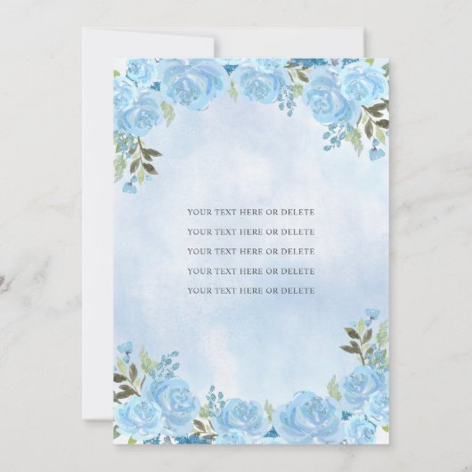 Niedlich Dusty Blue Silver Floral Prinzessin Quinc Einladung (Rückseite)