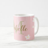 Niedlich Dusty Pink Sweet Daisies Girly Mit Monogr Kaffeetasse (VorderseiteRechts)