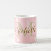 Niedlich Dusty Pink Sweet Daisies Girly Mit Monogr Kaffeetasse (Mittel)