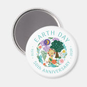 Niedlich Earth Day 2020 Happy Lion in Nature 50. Magnet (Vorderseite/Rückseite)