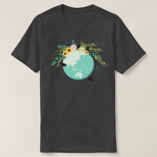 Niedlich Earth Day Floral Globe T-Shirt (Design vorne)