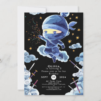 Niedlich Editable Ninja Birthday Einladung