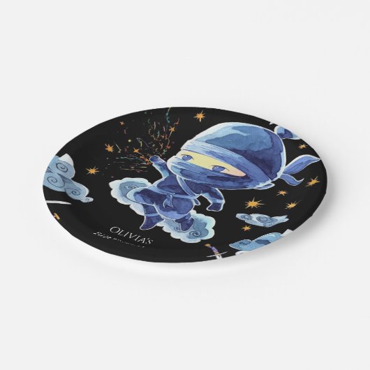 Niedlich Editable Ninja Birthday Pappteller (Schrägansicht)