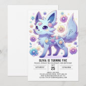 Niedlich Editable Wolf Digital Einladung zum Gebur (Vorne/Hinten)