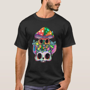 Niedlich EDM Party Trippy Cat Psychedelic Mushroom T-Shirt