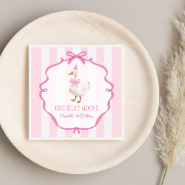 Niedlich ein Alberner Gänserosa Bob Erster Geburts Serviette