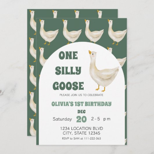 Niedlich ein Albernes Gänsegeschlecht neutraler Ge Einladung (Vorne/Hinten)