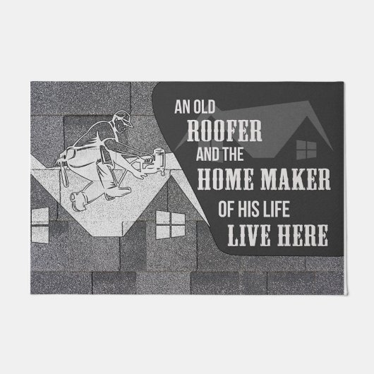 Niedlich ein alter Roofer und der Zuhause-Maker Fußmatte (Vorderseite)