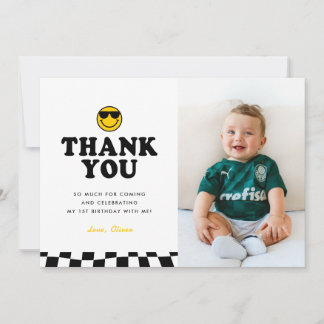Niedlich ein Cooler Typ Happy Foto Junge 1. Geburt Dankeskarte