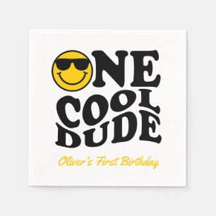 Niedlich ein Cooler Typ Retro Happy Face 1. Geburt Serviette