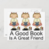 Niedlich Ein gutes Buch ist ein großer Freund-T -  Postkarte (Vorne/Hinten)