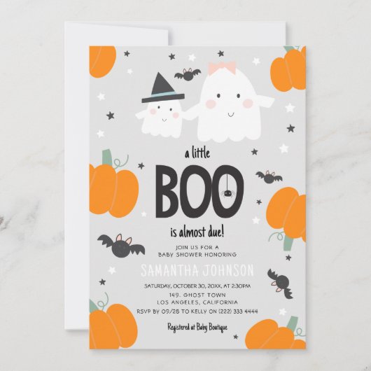 Niedlich "ein kleines BOO ist fast fällig" Boy Bab Einladung (Vorderseite)