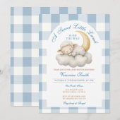Niedlich Ein kleines Lamm Babydusche Boho Blue Gin Einladung (Vorne/Hinten)