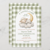 Niedlich Ein kleines Lamm Babydusche Boho Green Gi Einladung (Vorne/Hinten)