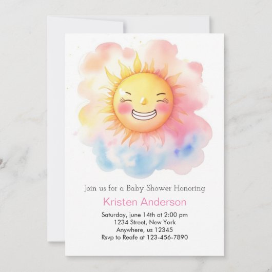 Niedlich ein wenig Sonnenschein-Mädchen-Dusche Einladung (Vorderseite)