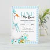 Niedlich Eine alberne Gans, 1. Geburtstag des Ging Einladung (Stehend Vorderseite)