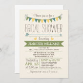 Niedlich, einfach, grün, gelb, Aquamarines Brautpa Einladung (Vorne/Hinten)