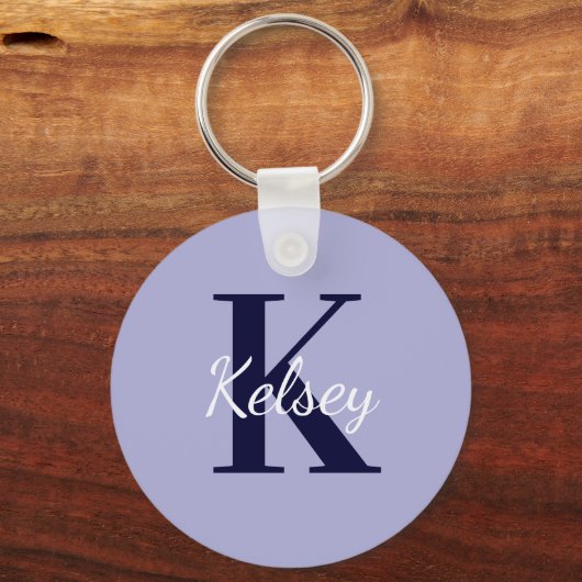 Niedlich Einfache Lila Monogramm Anfangsname Schlüsselanhänger (Vorderseite)