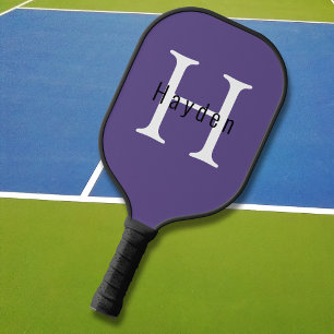 Niedlich Einfache Lila Monogrammbezeichnung + Init Pickleball Schläger