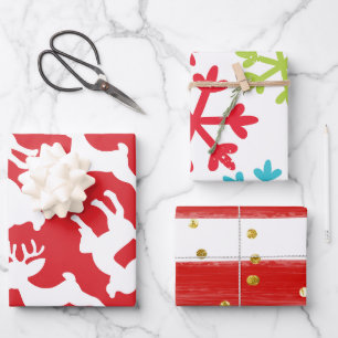 Niedlich Einfache moderne Wasserfarben Weihnachtsg Geschenkpapier Set