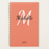 Niedlich Einfache Orange Monogram Name + Initial Planer (Vorderseite)