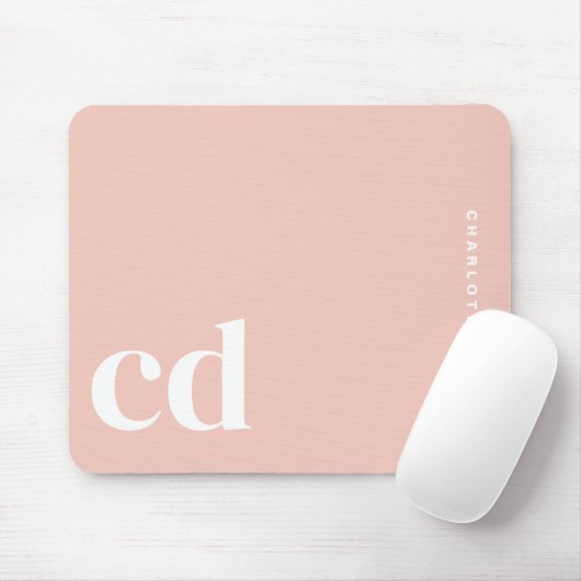 Niedlich Einfache rosa Monogramm Mousepad (Mit Mouse)