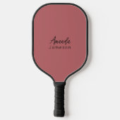 Niedlich Einfache Rose Rosa Monogramm Vollständige Pickleball Schläger (Rückseite)