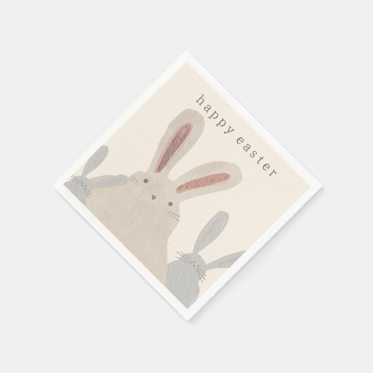 Niedlich Einfache Wasserfarbe Bunny Easter Napkins Serviette (Ecke)