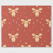 Niedlich Einfache Weihnachten Cartoon Rentierfleck Geschenkpapier (Flach)