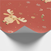 Niedlich Einfache Weihnachten Cartoon Rentierfleck Geschenkpapier (Ecke)
