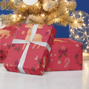 Niedlich Einfache Weihnachten Cartoon Rentierfleck Geschenkpapier