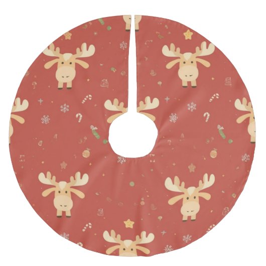 Niedlich Einfache Weihnachten Cartoon Rentierfleck Polyester Weihnachtsbaumdecke (Vorderseite)