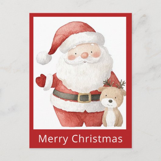 Niedlich Einfache Weihnachtswasserfarbe Postkarte (Vorderseite)