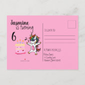 Niedlich Einhorn Rosa Geburtstag Einladungspostkarte (Rückseite)