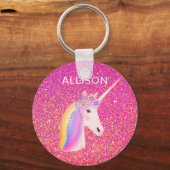 Niedlich Einhorn Rosa Glitzer Glitzern Fantasy Gir Schlüsselanhänger (Vorderseite)