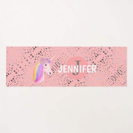 Niedlich Einhorn Rosa Pink Fantasy Stars Personali Yogamatte (Vorderseite (Horizontal))