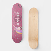 Niedlich Einhorn Rosa Rose Fantasie Sterne Persona Skateboard (Vorderseite)