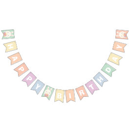 Niedlich Einige Hasen und Blume Rainbow Happy Birt Wimpelkette