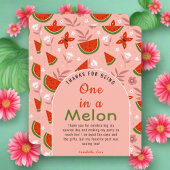 Niedlich eins in Melon Watermelon Butterflies Blum Dankeskarte