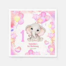 Niedlich Elefant Summer Colorful Girl 1. Geburtsta