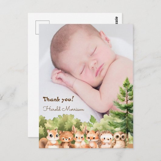 Niedlich Elegant Baby Shower Vielen Dank Postkarte (Vorne/Hinten)