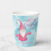 Niedlich Elegant Blau und Rosa Frohe Weihnachten Pappbecher (Rückseite)