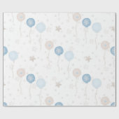 Niedlich Elegant Blue Ivory Balloons Boy Baby Geschenkpapier (Flach)