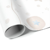Niedlich Elegant Blue Ivory Balloons Boy Baby Geschenkpapier (Rolleneckpunkt)