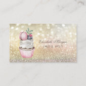 Niedlich Elegant Bokeh Macaron Cupcake Bäckerei Visitenkarte (Vorderseite)