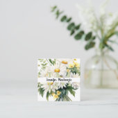 Niedlich Elegant Daisies Quadratische Visitenkarte (Stehend Vorderseite)