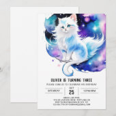 Niedlich Elegant Kitten Geburtstag Einladung (Vorne/Hinten)